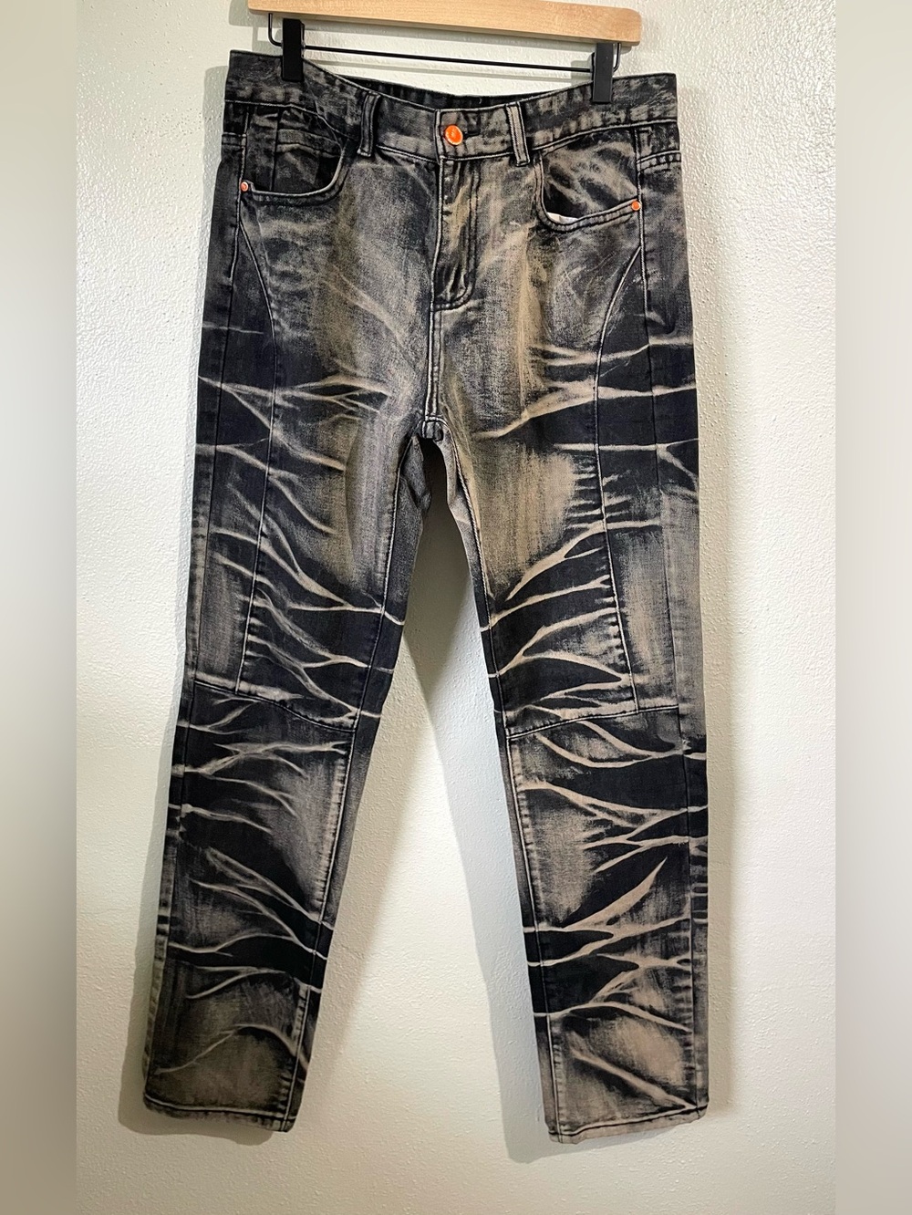 Mars Denim Black Gray Washed Distressed Tapered Jeans Moto Biker Grunge Edgy Y2K